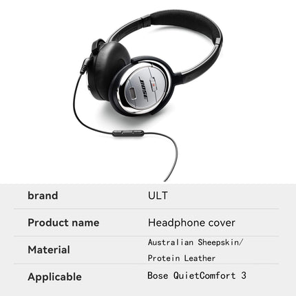 ULT Ultearpads.com Replacement Ear Cushions for Bose QuietComfort 3 - Extra Durable Leather, Softer Memory Foam, Added Thickness - Compatible with Bose QC3 ON-Ear Headphones