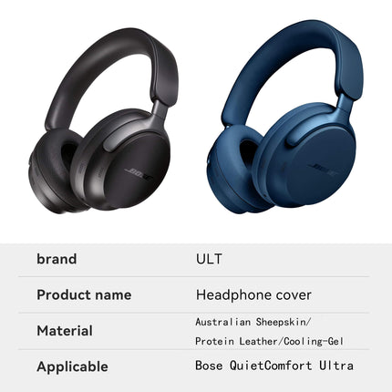 ULT Ultearpads.com QC Ultra - Upgraded Earpads for Bose QuietComfort Ultra Made by Ultearpads.com | Enhanced Comfort & Thickness | Upgraded Memory Foam & Premium Materials | Australian Sheepskin/Protein Leather/Cooling-Gel