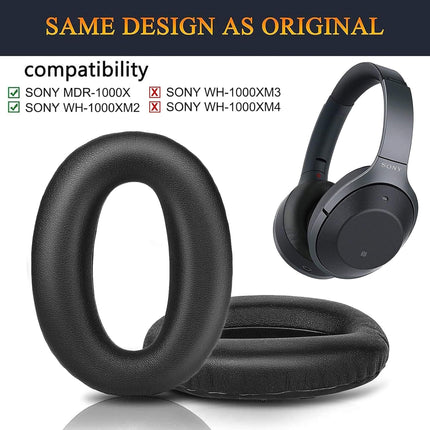 ULT Ultearpads.com Replacement Earpads Cushions for Sony WH-1000XM2 (WH1000XM2) & MDR-1000X (MDR1000X) Headphones, Ear Pads with Noise Isolation Foam, Added Thickness